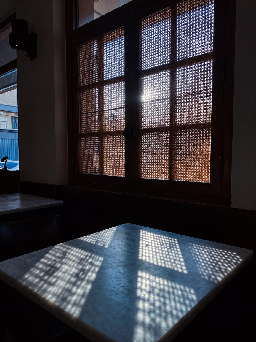 Cafe Interior at Sunrise Light in Beirut in in Beirut, Lebanon