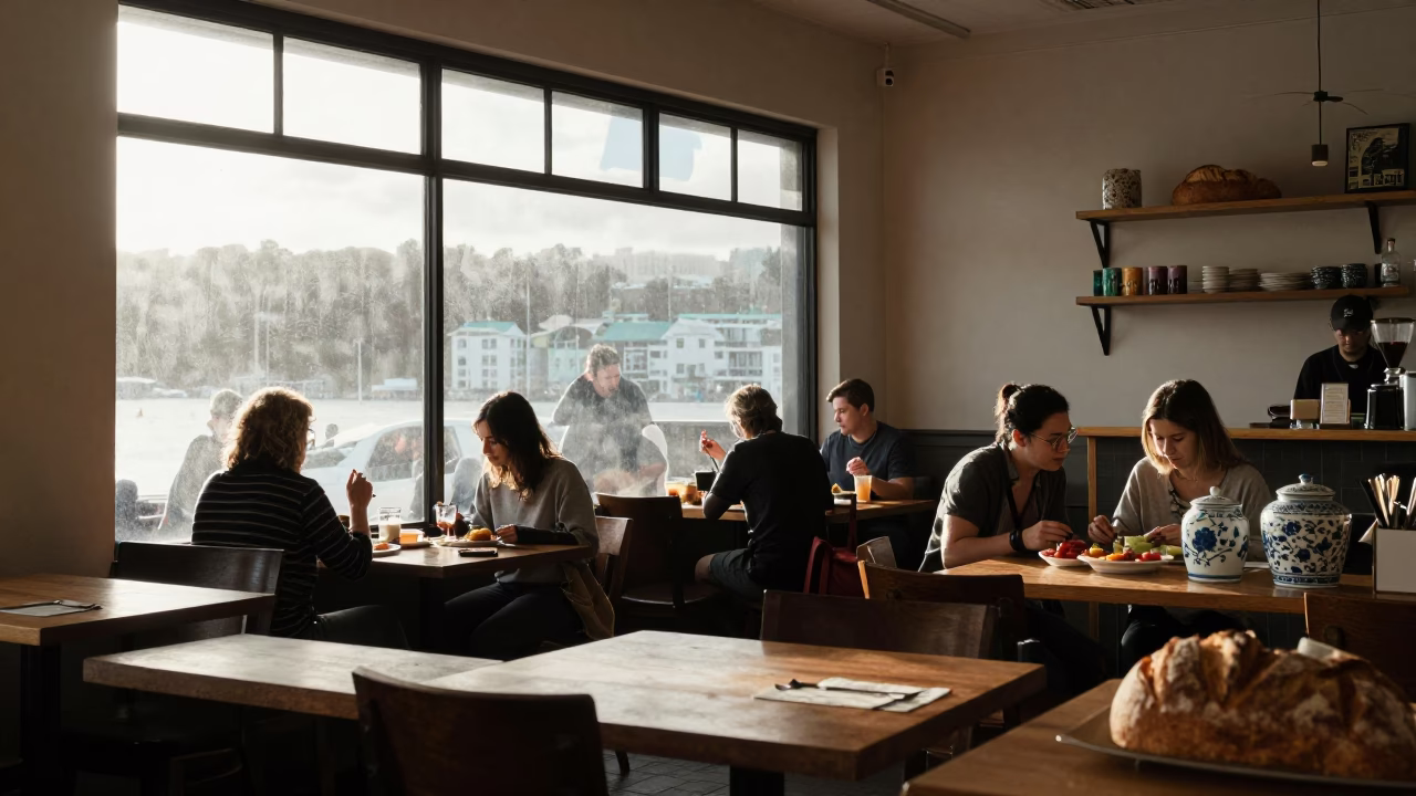 Cafe Interior at The Early Afternoon Light in Wellington in in Wellington, New Zealand