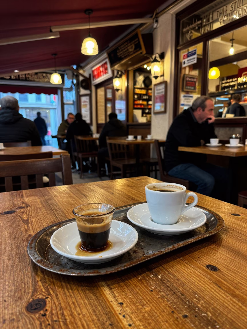 Cafe Interior at The Still Hours Before Dawn Light in Istanbul in in Istanbul, Turkey