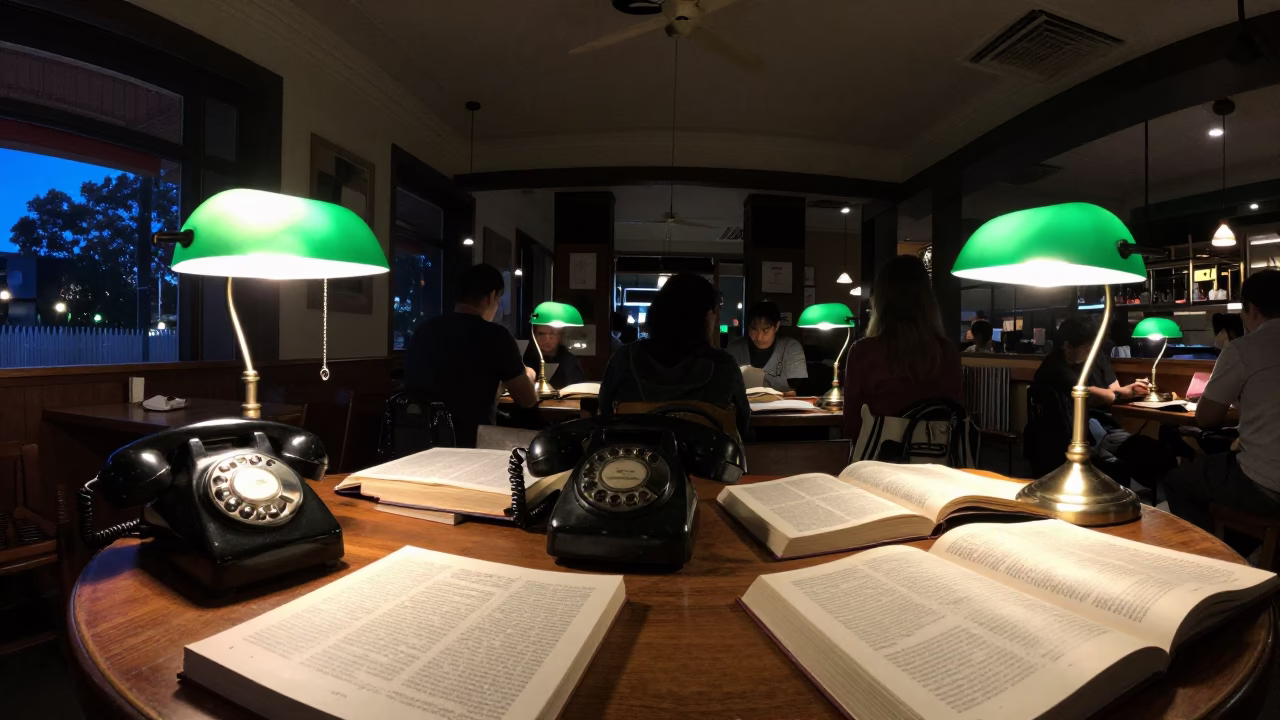 Cafe Interior in Adelaide at Midnight Light in in Adelaide, South Australia, Australia