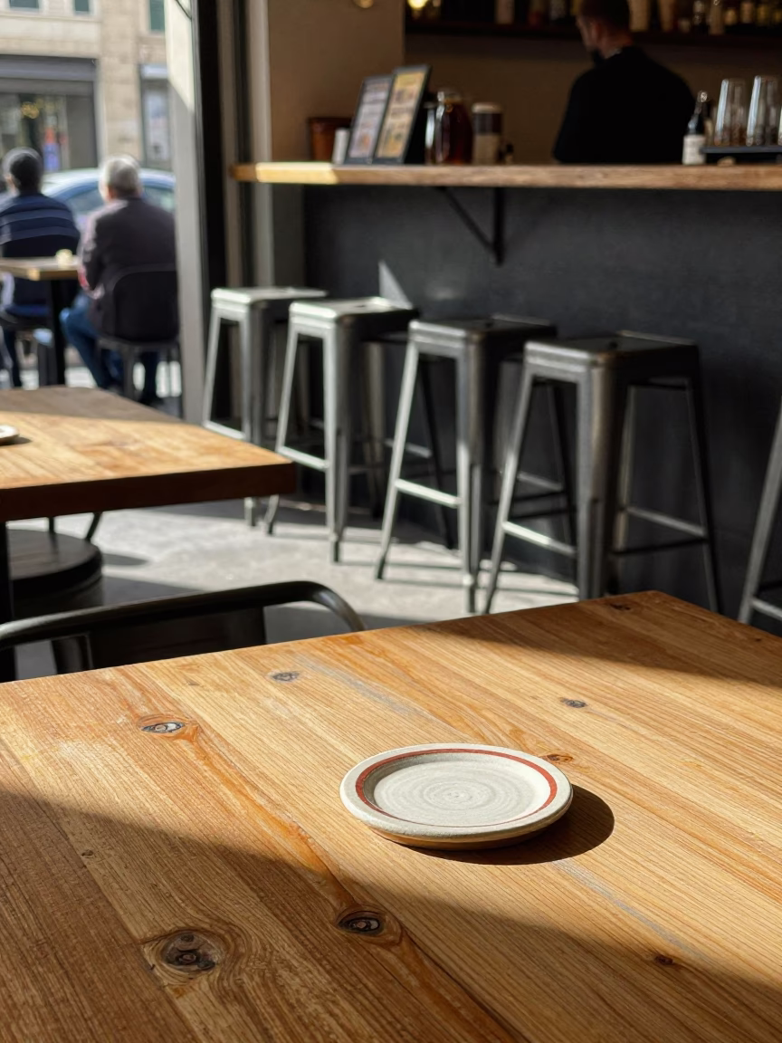Cafe Interior in Beirut at Bright Midmorning Light in in Beirut, Lebanon