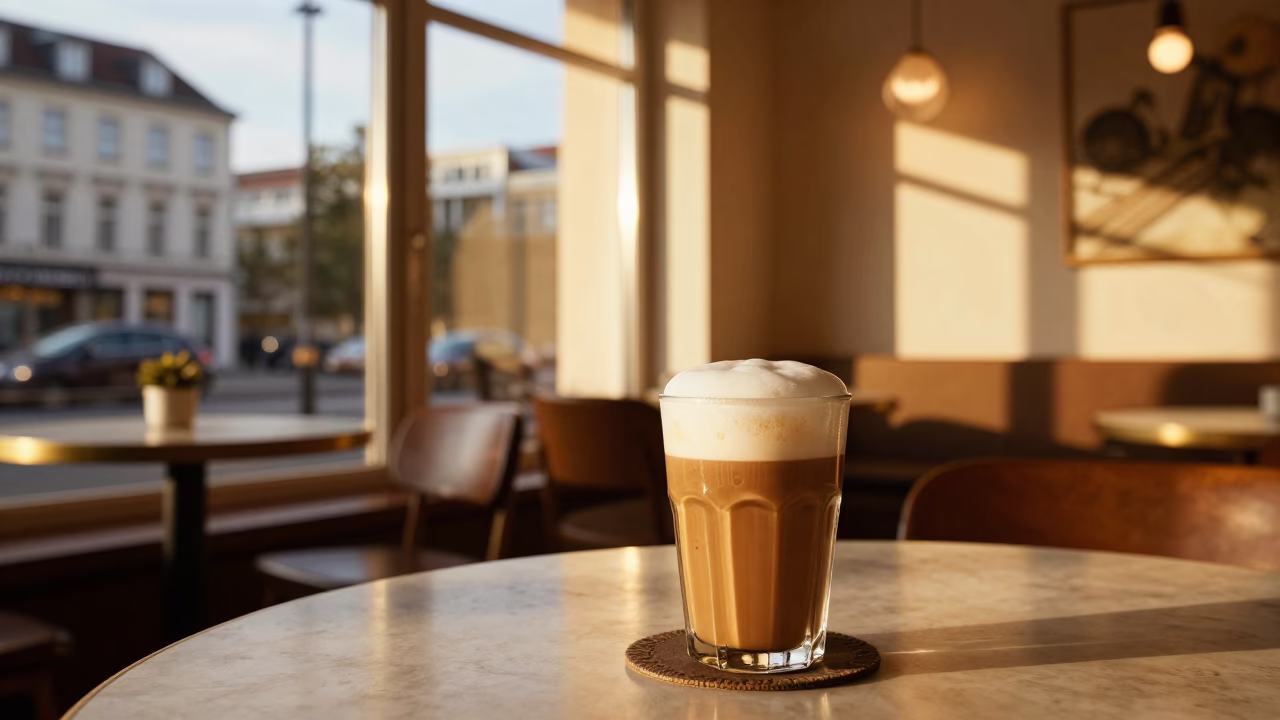 Cafe Interior in Berlin at Honeyed Evening Light in in Berlin, Germany