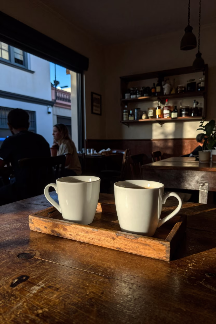 Cafe Interior in Buenos Aires at The Early Evening Light in in Buenos Aires, Argentina