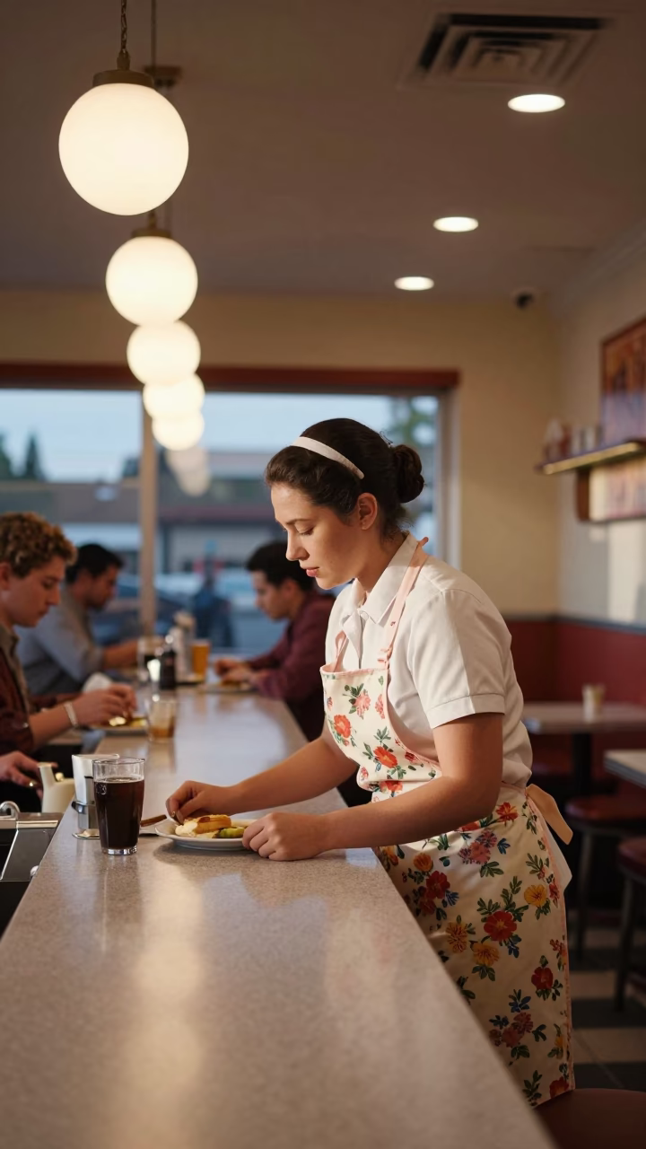 Cafe Interior in Seattle at The Early Evening Light in in Seattle, Washington, United States