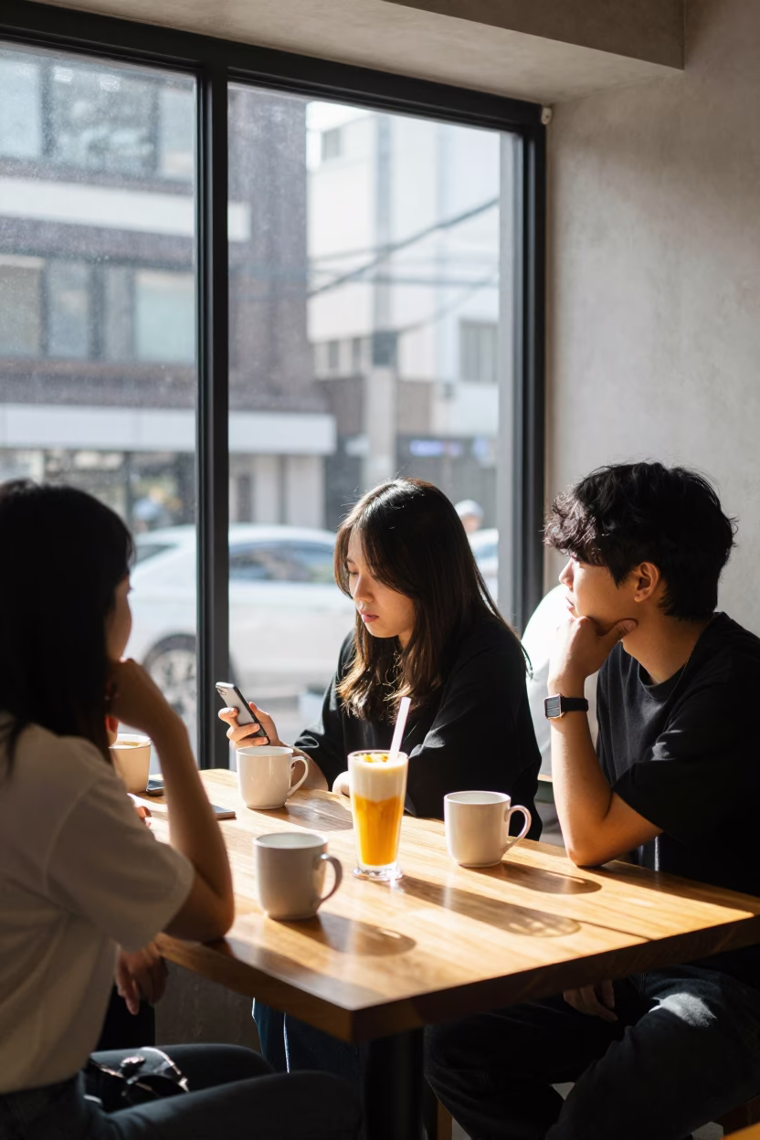 Cafe Interior in Seoul at The Early Afternoon Light in in Seoul, South Korea