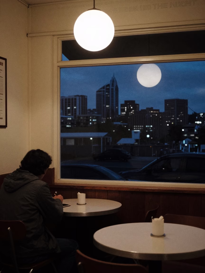 Cafe Interior in Wellington at Deep In The Night Light in in Wellington, New Zealand