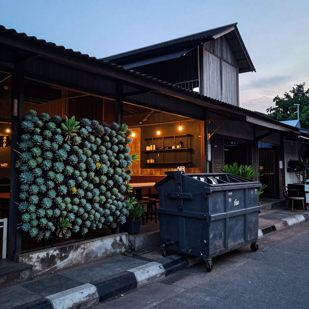 Cafe Scene at Sunrise Light in Chiang Mai in in Chiang Mai, Thailand