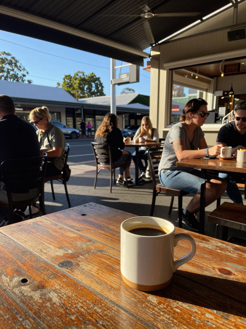 Cafe Scene in Adelaide at Clear Late-afternoon Light in in Adelaide, South Australia, Australia