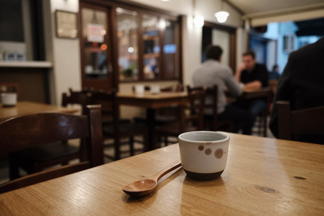Cafe Scene in Athens at Deep In The Night Light in in Athens, Greece