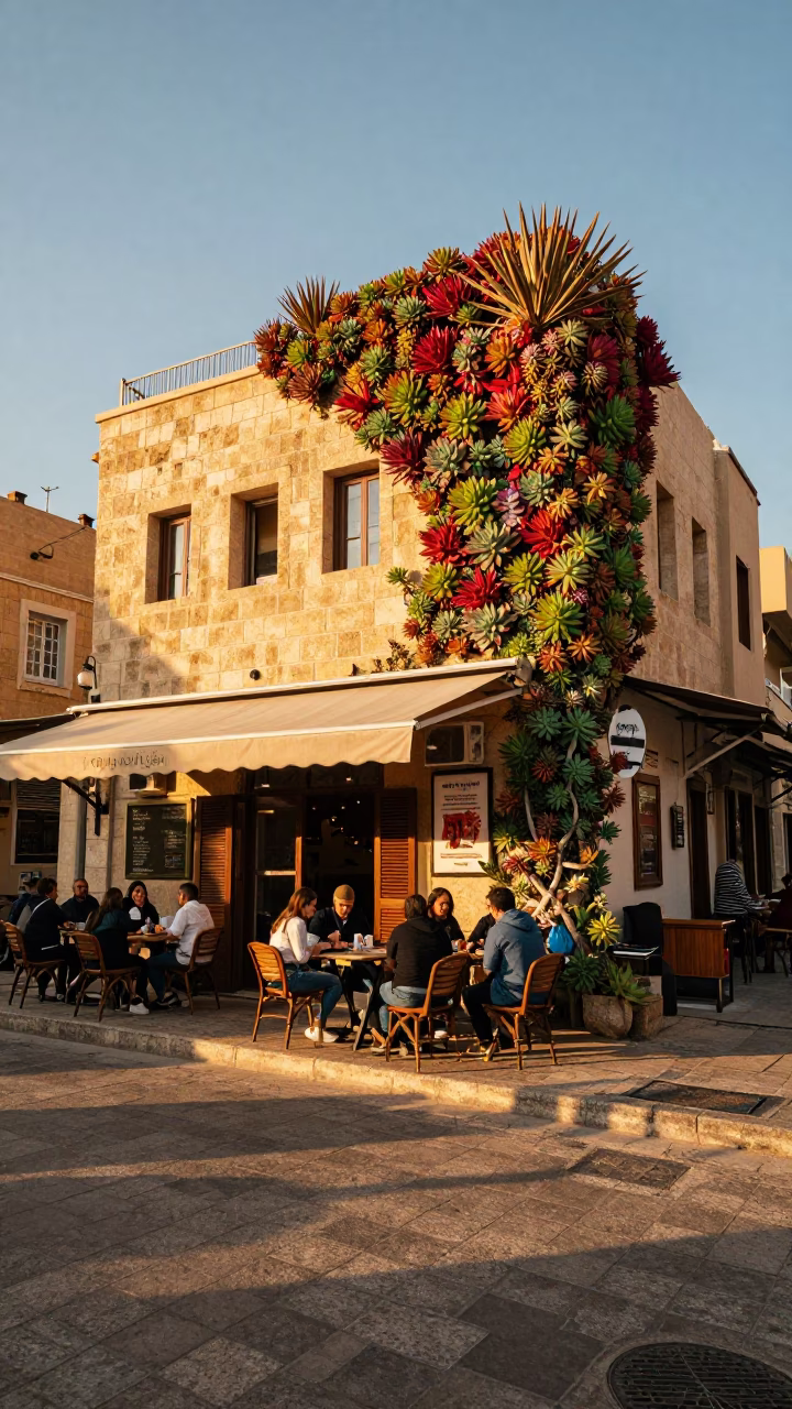 Cafe Scene in Beirut at Golden Hour in in Beirut, Lebanon