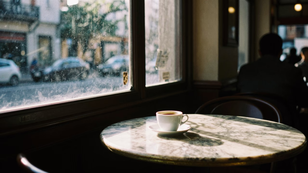 Cafe Scene in Buenos Aires at The Early Morning Light in in Buenos Aires, Argentina