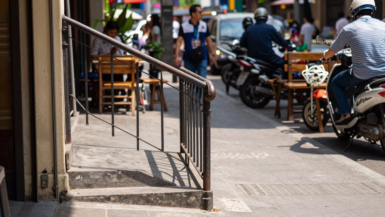 Cafe Scene in Ho Chi Minh City at Flat Noon Light in in Ho Chi Minh City, Vietnam