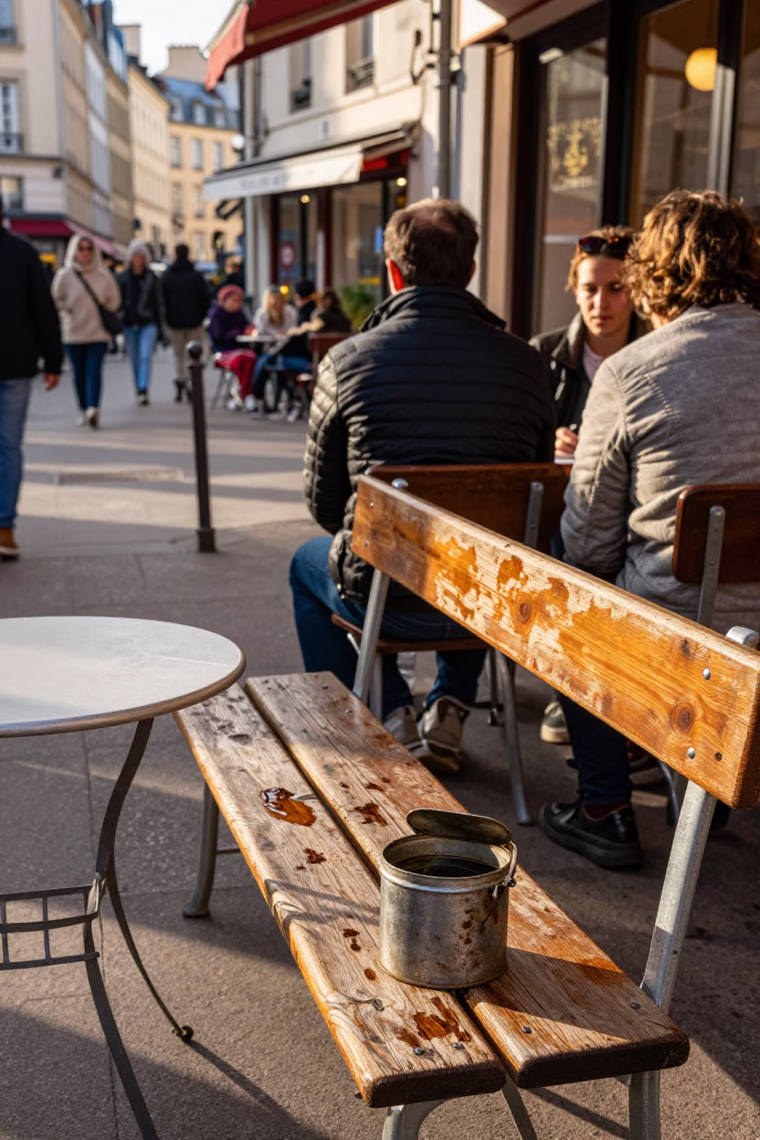 Cafe Scene in Lyon at Clear Late-afternoon Light in in Lyon, France