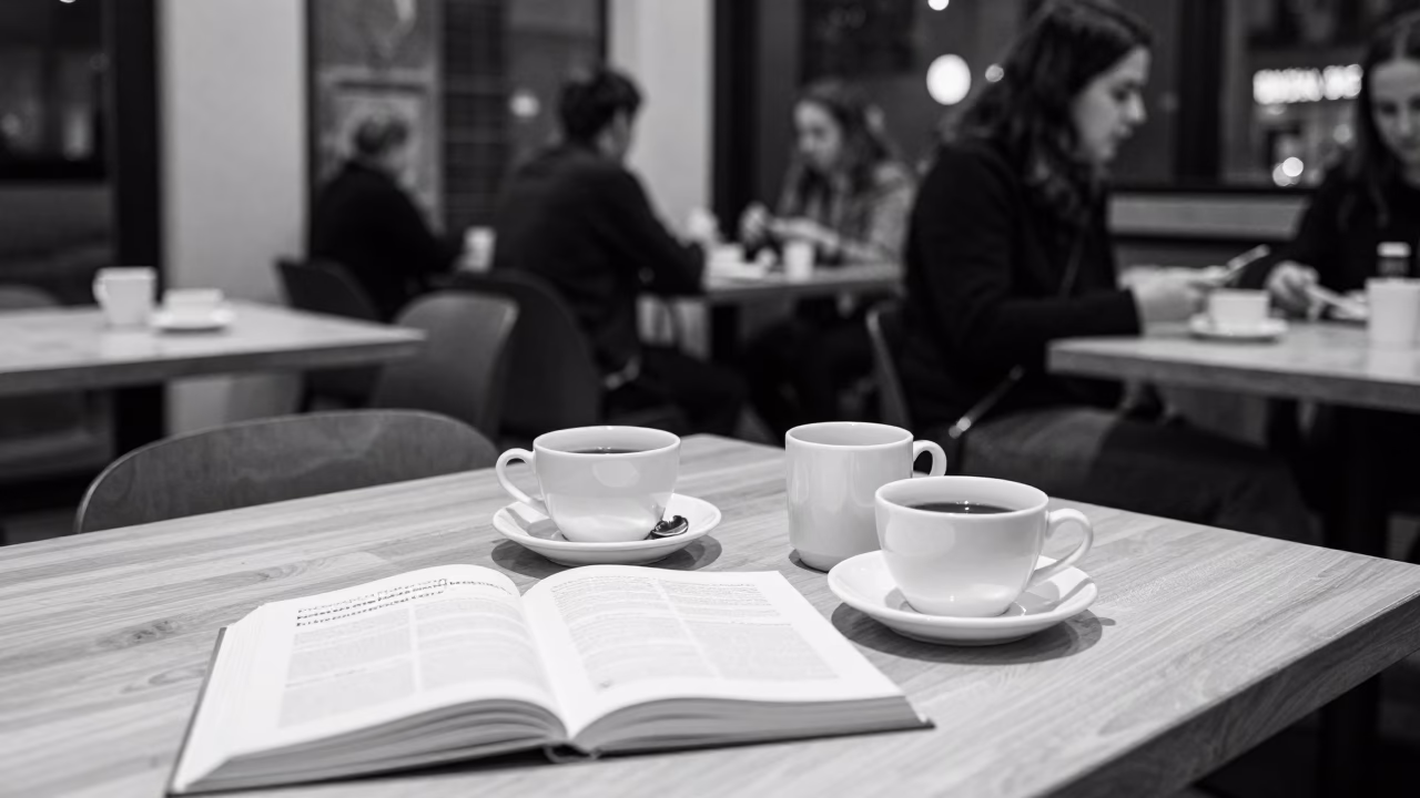 Cafe Scene in Melbourne at Midnight Light in in Melbourne, Victoria, Australia
