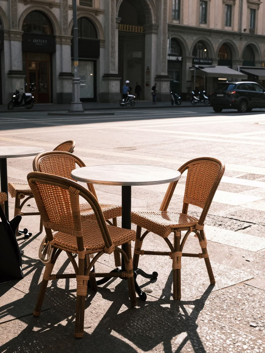 Cafe Scene in Milan at The Early Afternoon Light in in Milan, Italy