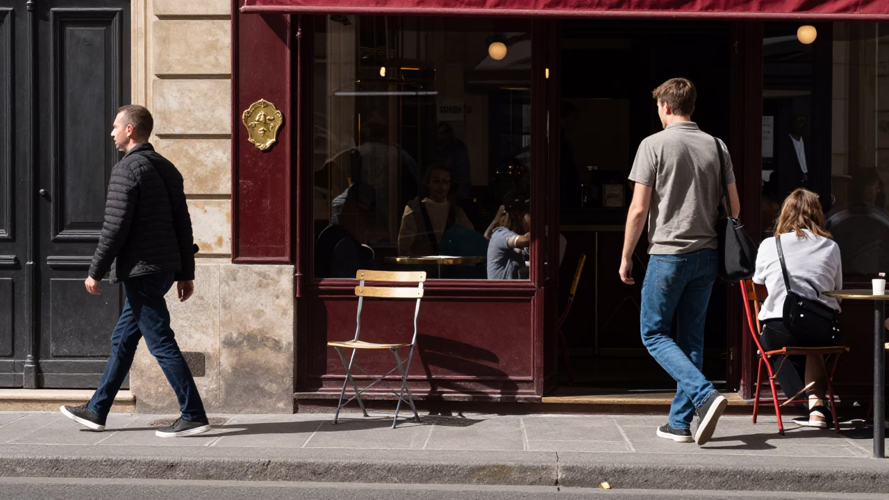 Cafe Scene in Paris at Midday Light in in Paris, France