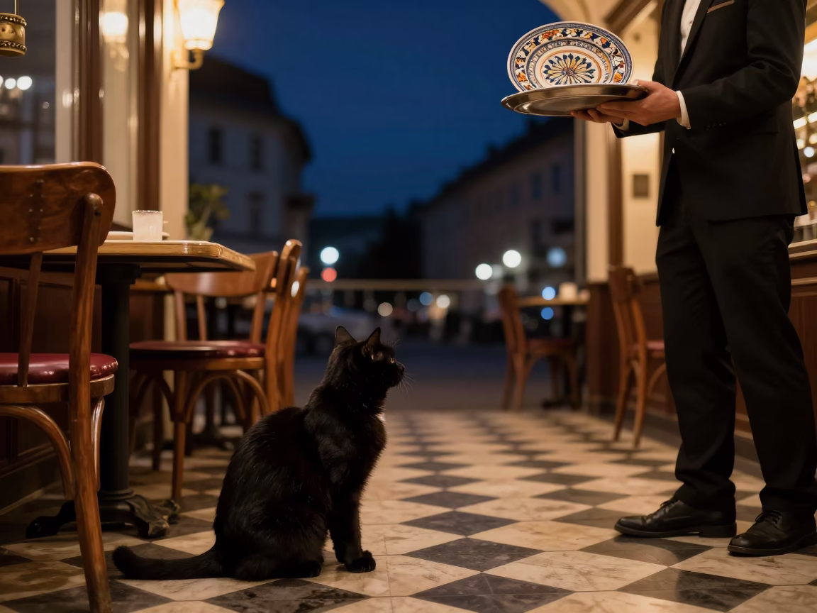 Cafe Scene in Vienna at The Deepest Night Sky Light in in Vienna, Austria