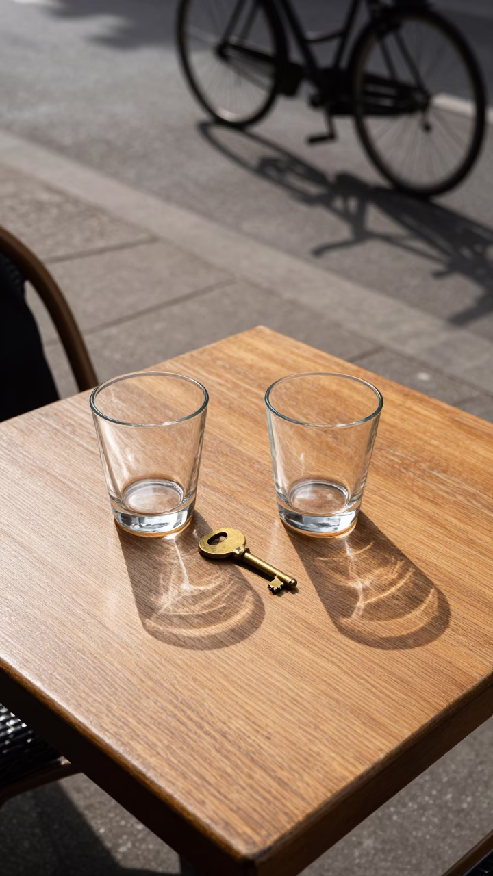 Cafe Table at Late Afternoon Light in Brussels in in Brussels, Belgium