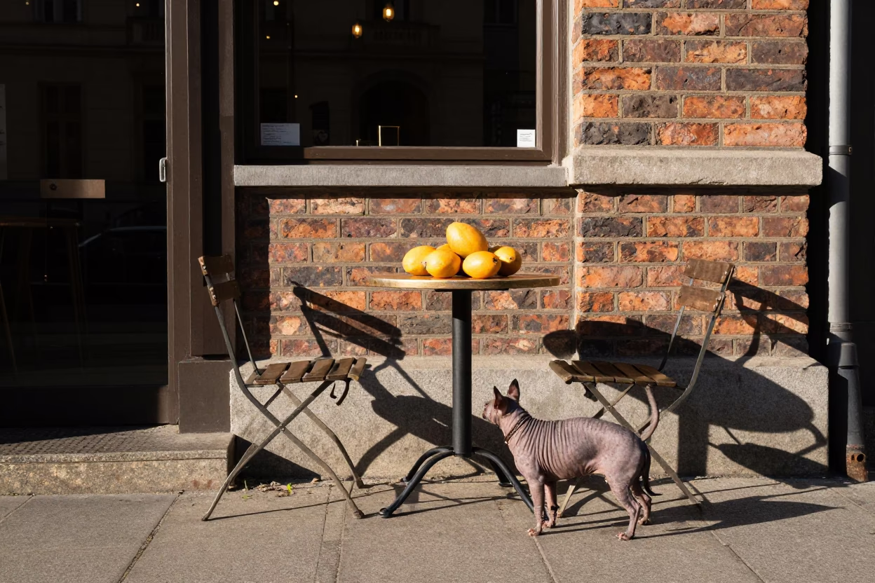Cafe Table in Berlin at The Early Afternoon Light in in Berlin, Germany