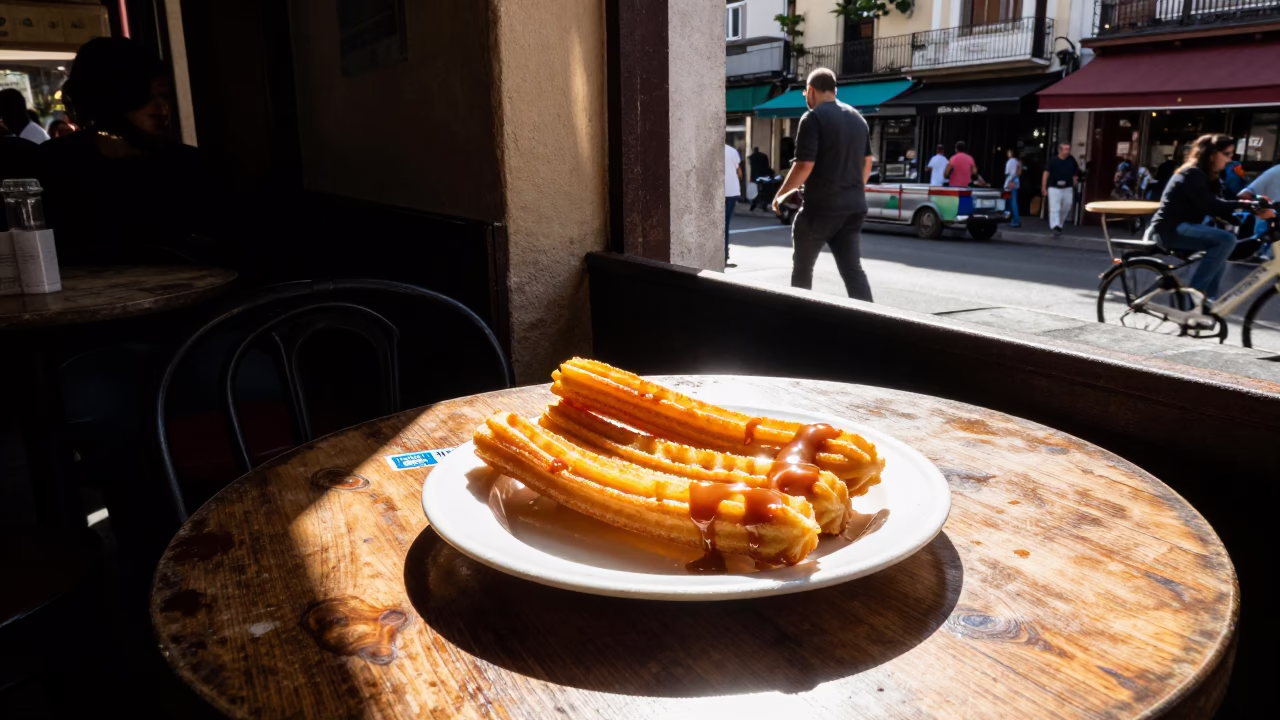 Cafe Table in Buenos Aires at The Early Afternoon Light in in Buenos Aires, Argentina