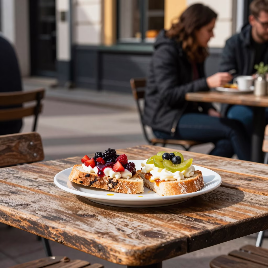 Cafe Table in Copenhagen at The Early Afternoon Light in in Copenhagen, Denmark