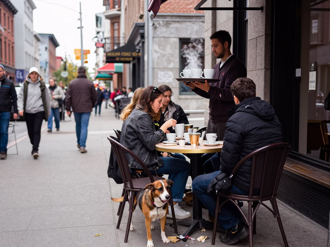Café Table in Montreal in in Montreal, Quebec, Canada