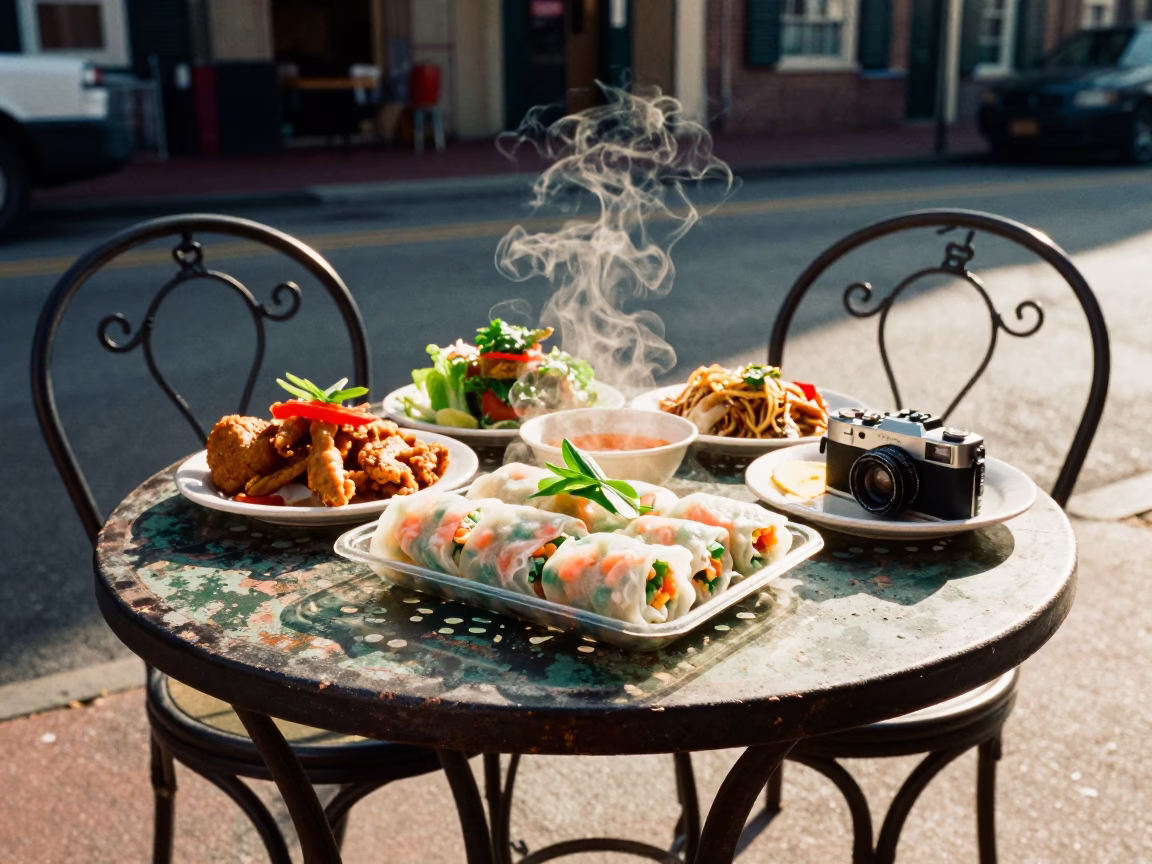 Cafe Table in New Orleans at The Early Afternoon Light in in New Orleans, Louisiana, United States