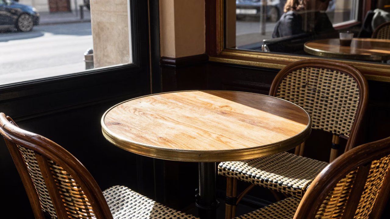 Cafe Table in Paris at Midday Light in in Paris, France