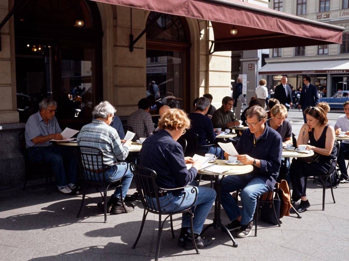 Cafe Terrace at Midday Light in Vienna in in Vienna, Austria