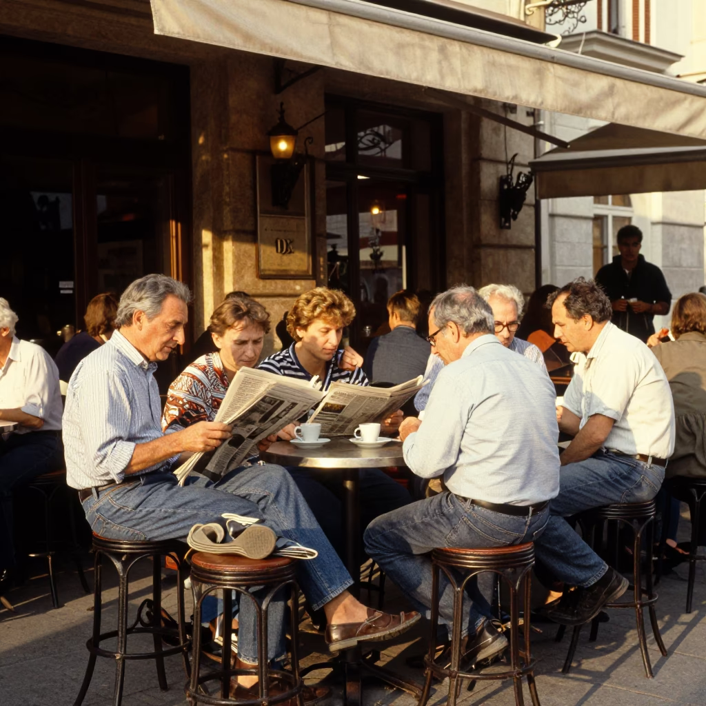 Cafe Terrace in Budapest at Late Afternoon Light in in Budapest, Hungary