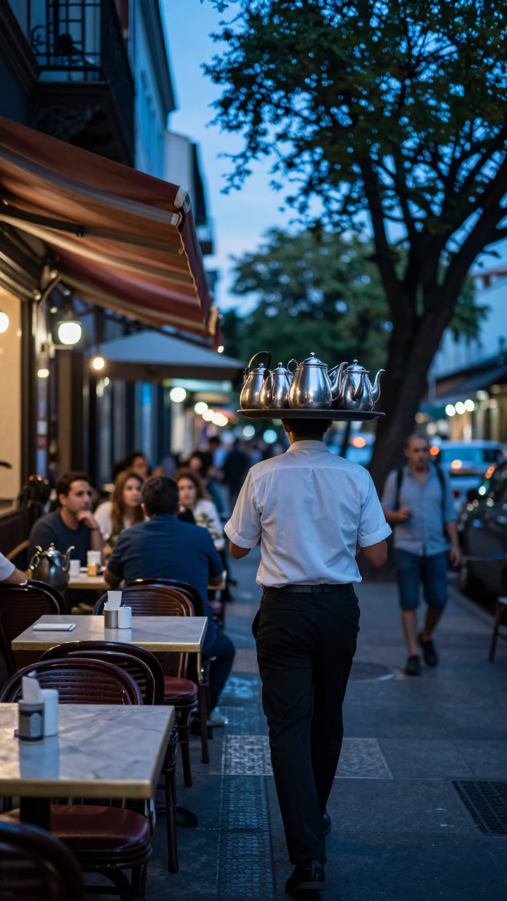 Cafe Terrace in Buenos Aires at The Last Blue Light Of Evening in in Buenos Aires, Argentina