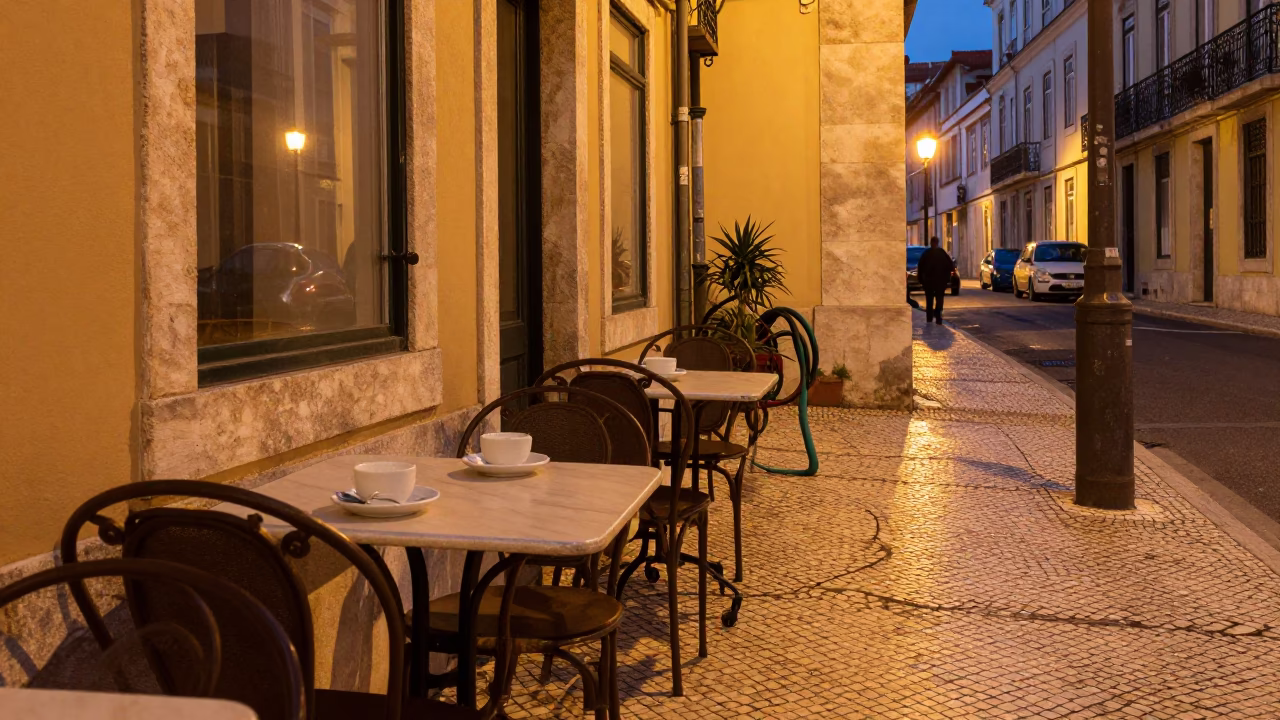 Cafe Terrace in Lisbon in in Lisbon, Portugal