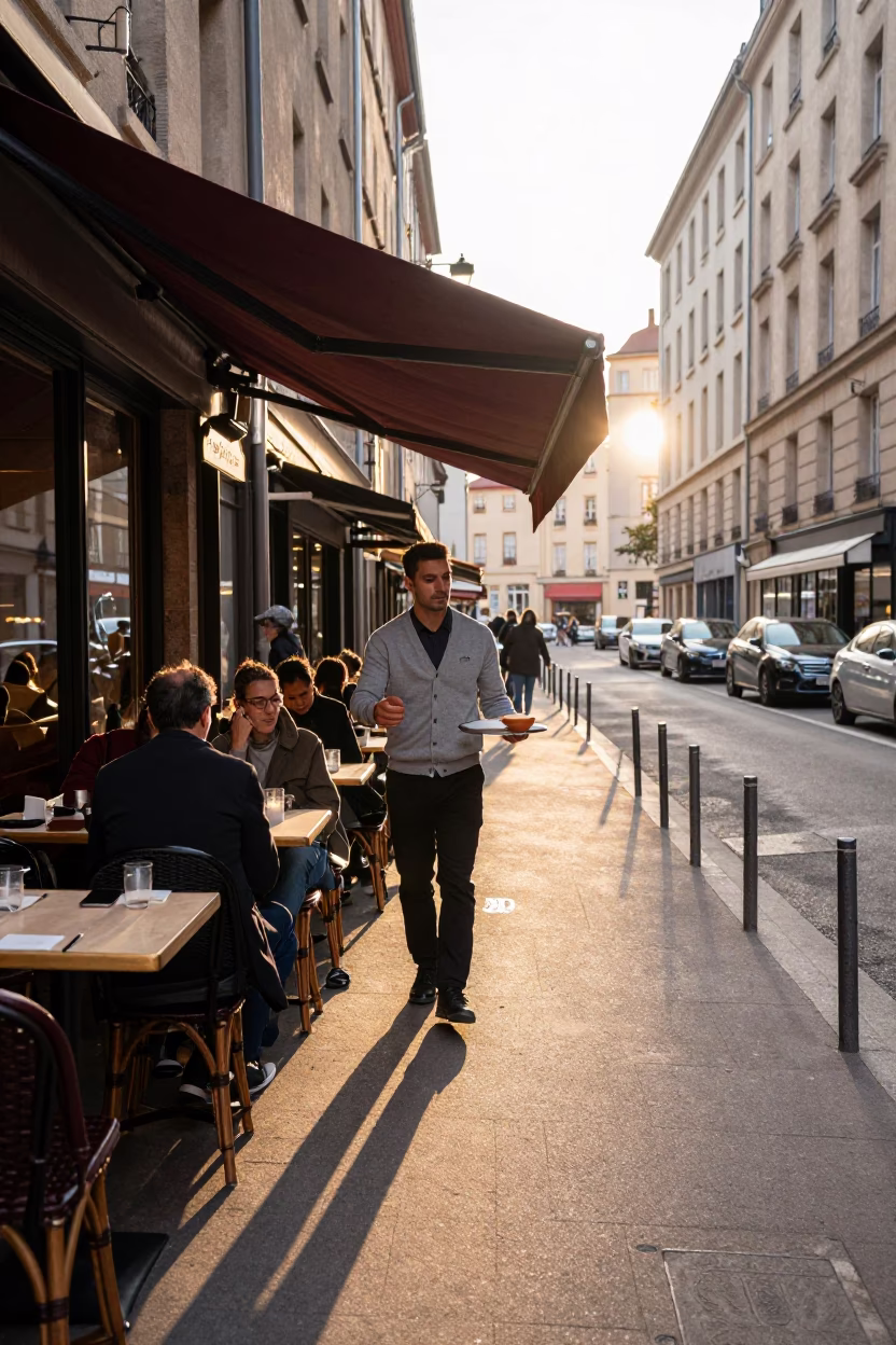 Café Terrace in Lyon in in Lyon, France