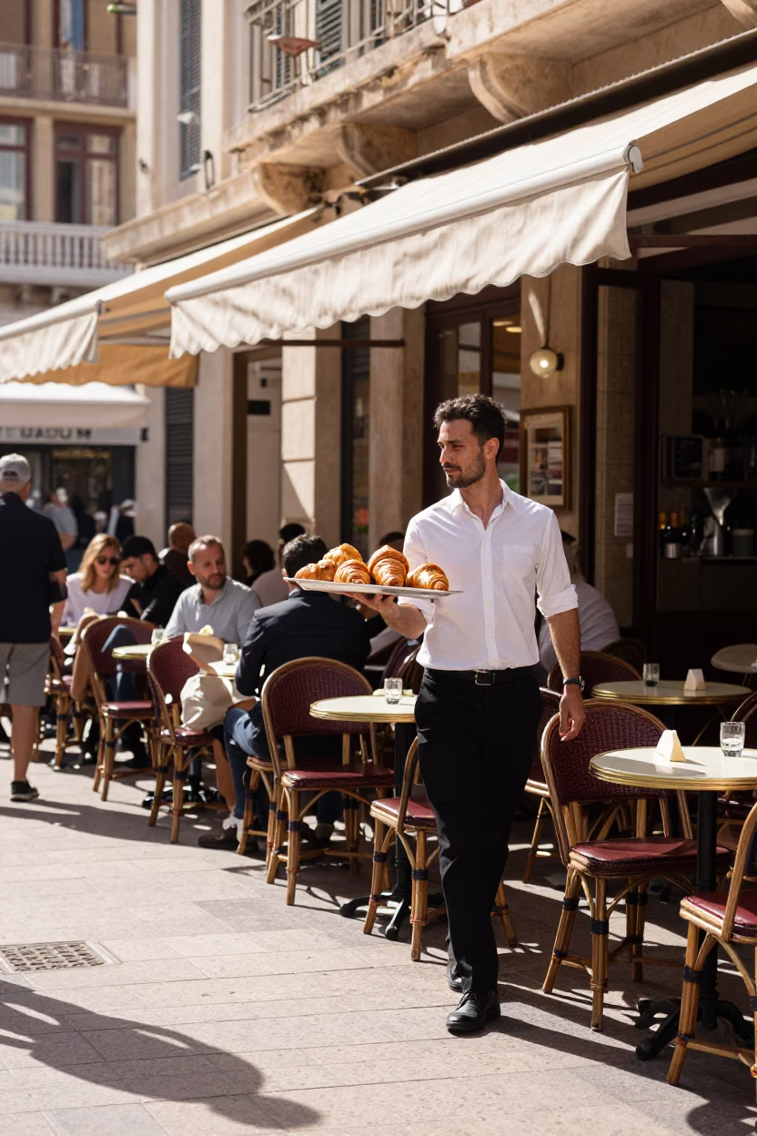 Cafe Terrace in Marseille at Midday Light in in Marseille, France