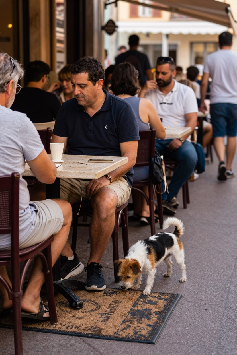 Cafe Terrace in Nice at Late Afternoon Light in in Nice, France