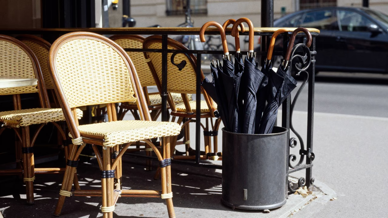 Café Terrace in Paris at Late Morning Light in in Paris, France