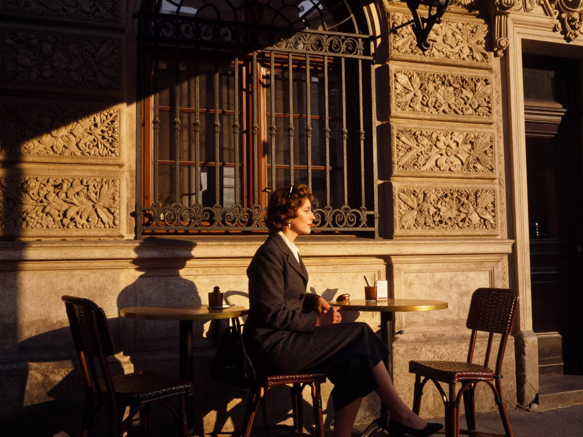 Cafe Terrace in Vienna at Honeyed Evening Light in in Vienna, Austria