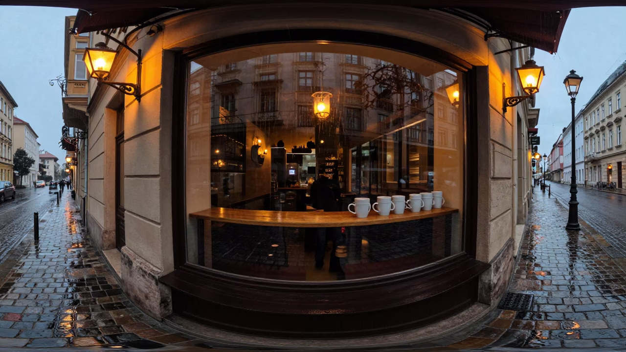 Café Window in Budapest in in Budapest, Hungary
