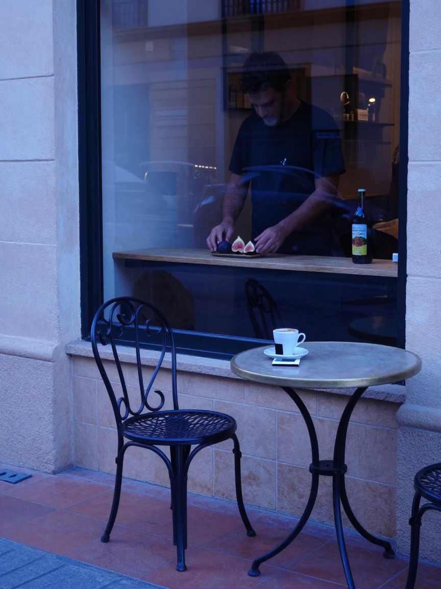 Cafe Window in Valencia in in Valencia, Spain