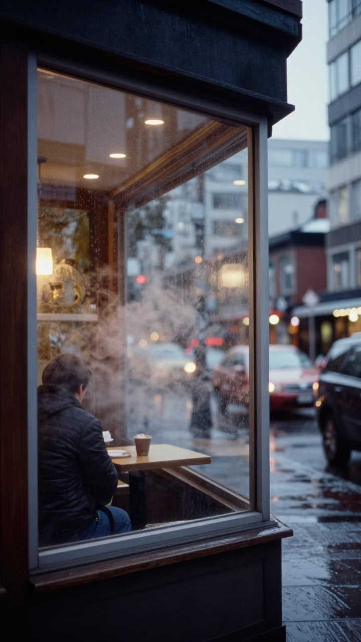 Cafe Window in Vancouver in in Vancouver, British Columbia, Canada