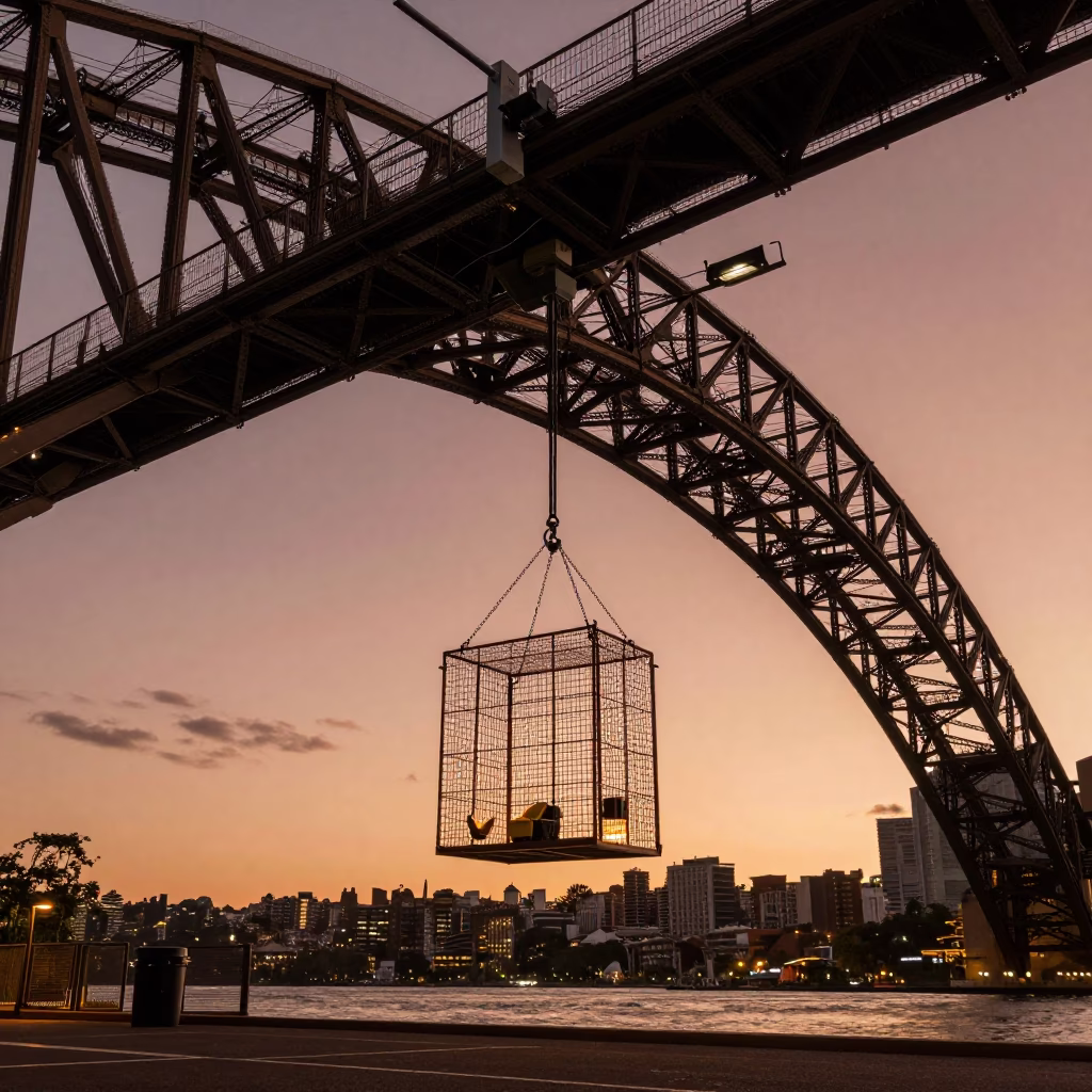 Cage Swinging at Copper-toned Light Before Dusk in Sydney in in Sydney, New South Wales, Australia