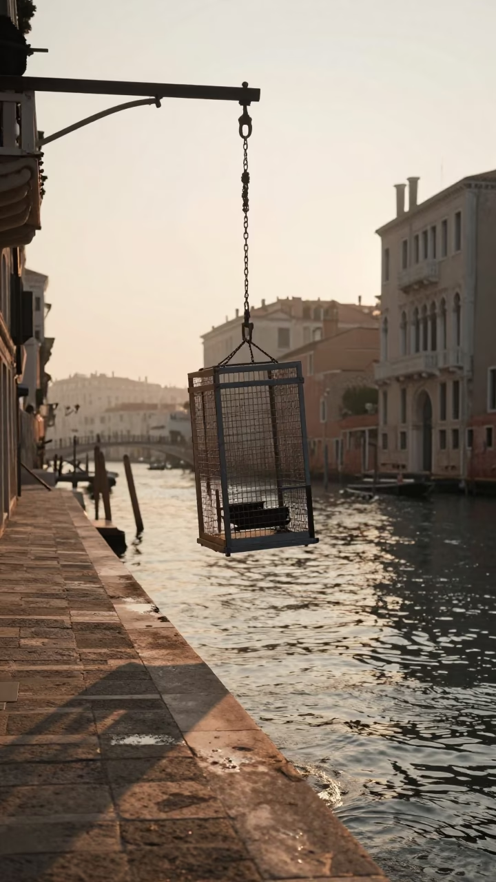 Cage Swinging in Venice at The Early Morning Light in in Venice, Italy