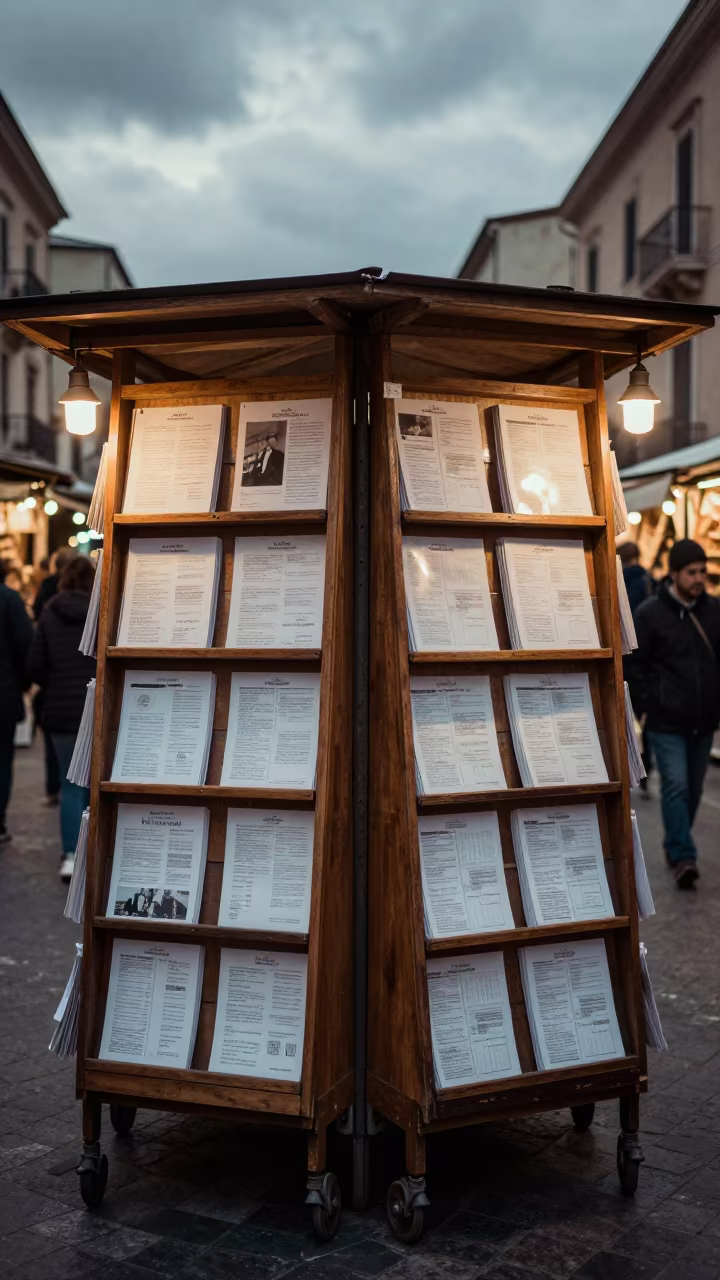 Cagliari Night Market Costume Rack Morning Setup in at a night market in Cagliari