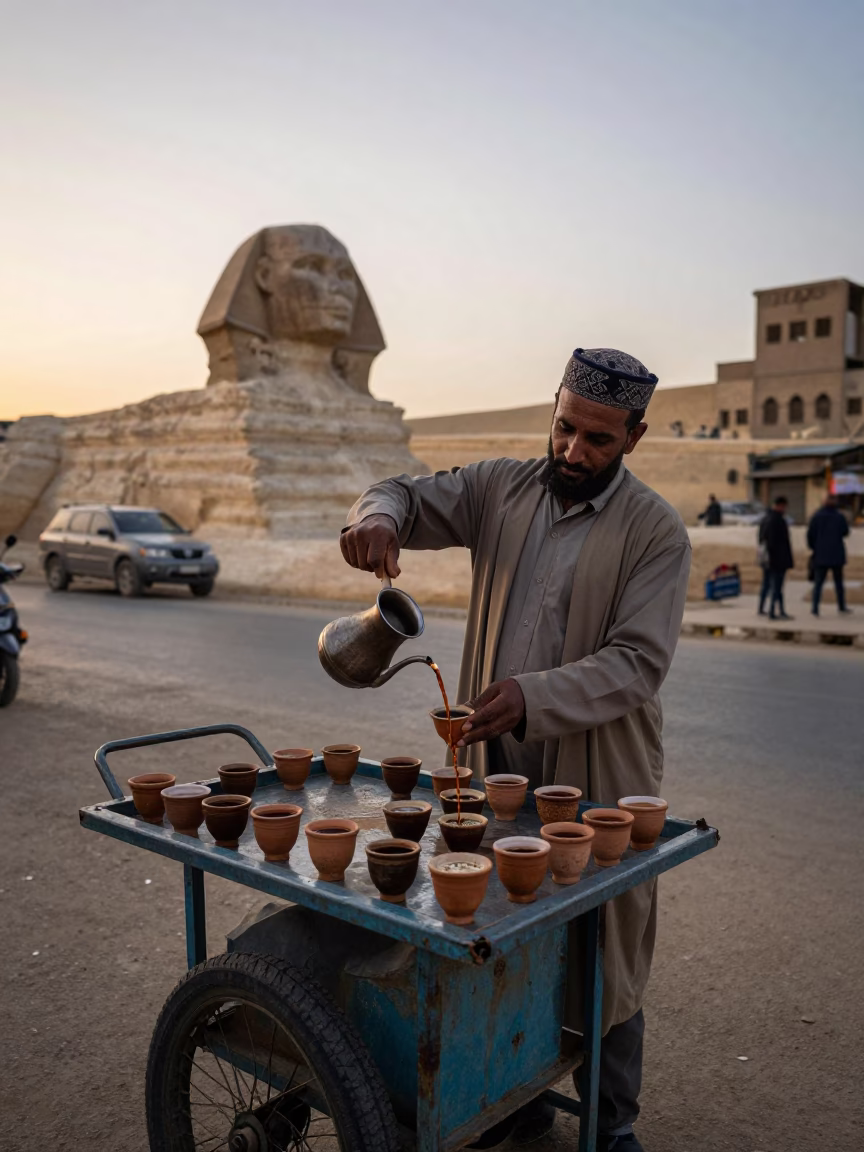 Cairo Before Sunrise at The Still Hours Before Dawn Light in in Cairo, Egypt