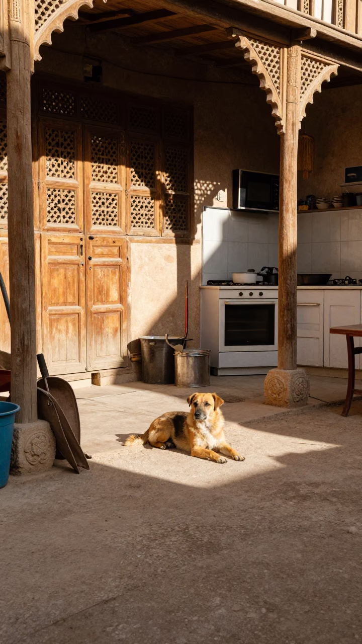Cairo Dog at Late Afternoon Light in in Cairo, Egypt