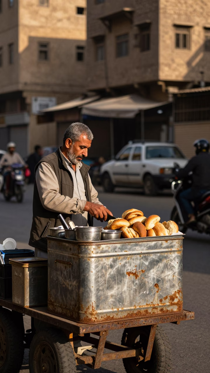 Cairo Egypt Early Afternoon Street Scene with Storage Tin and Local Interaction in in Cairo, Egypt