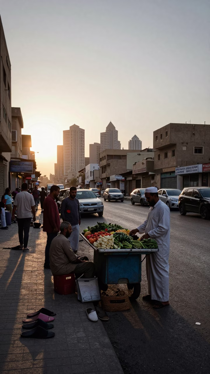 Cairo Egypt Early Evening Street Scene with Traditional Slippers and Daily Life in in Cairo, Egypt