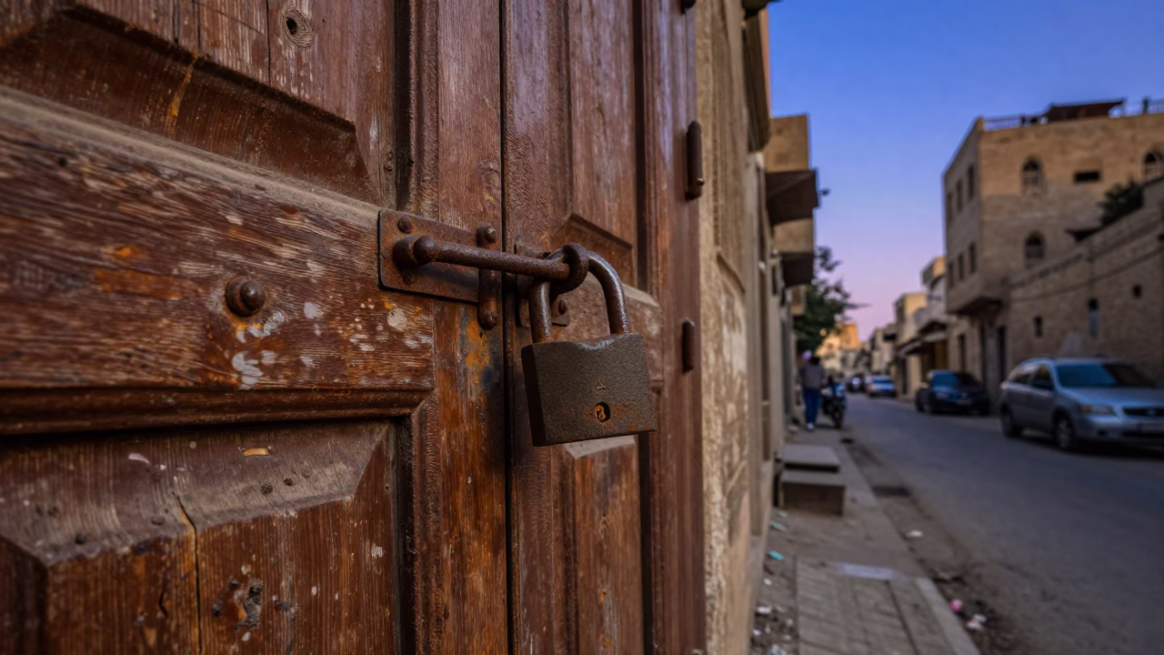 Cairo Egypt Nautical Dawn Street Scene with Vintage Padlock and Urban Life in in Cairo, Egypt