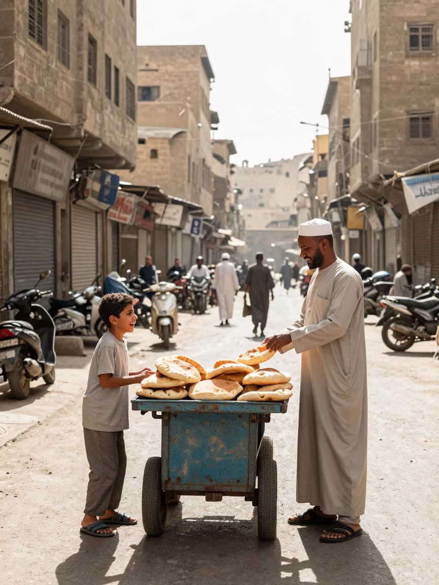 Cairo Egypt Street Scene Midmorning Light Authentic Local Life in in Cairo, Egypt