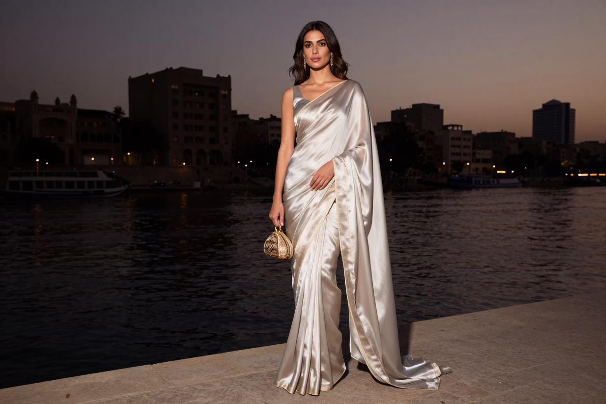 Cairo Elegant Woman at The Still Hours Before Dawn Light in in Cairo, Egypt